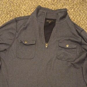 Banana Republic Men's Zip-Neck Chest Pocket Sweater in Navy